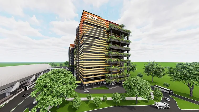 SKYE @ TUAS corner elevation with cascading planted sky terraces