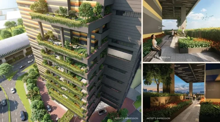 Landscaped sky garden terraces at SKYE @ TUAS